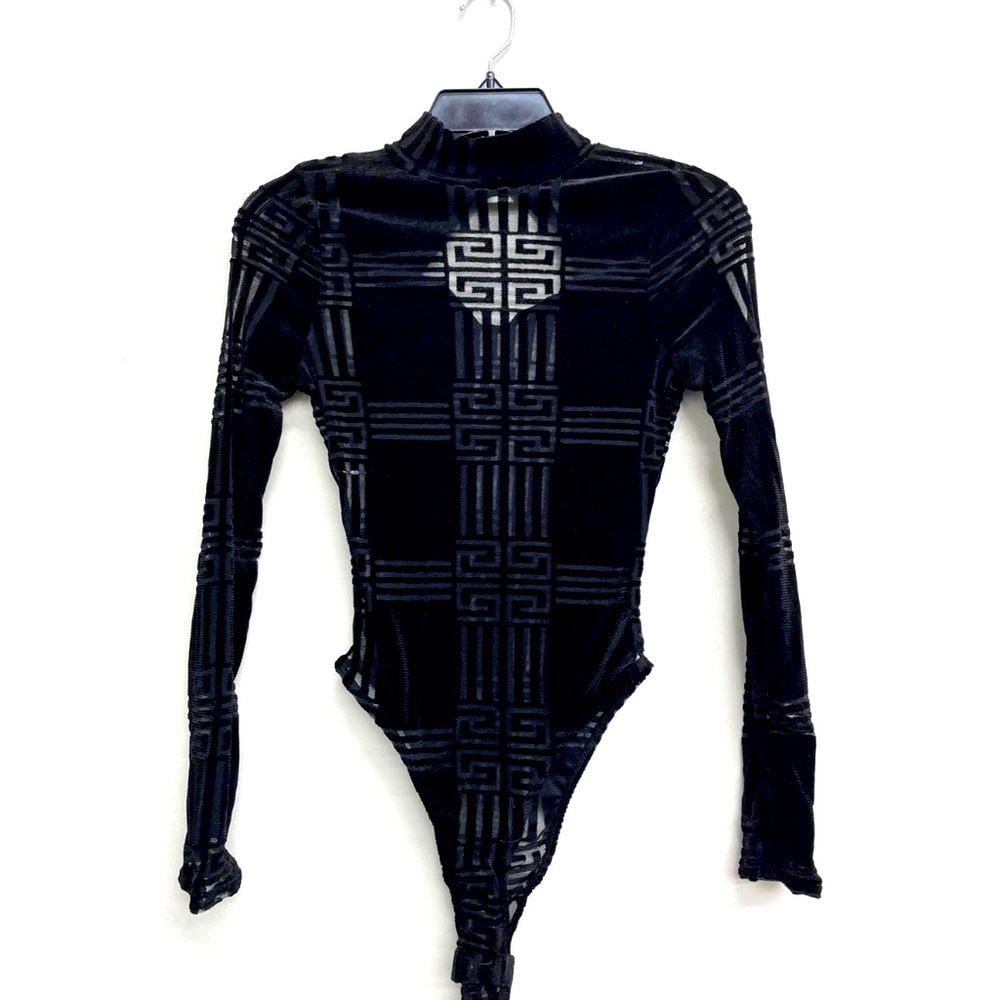 Velvet Texture Mesh Bodysuit